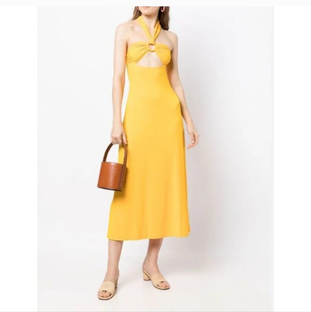 NWT Solid & Striped Tati Halter Neck Midi Dress S Yellow